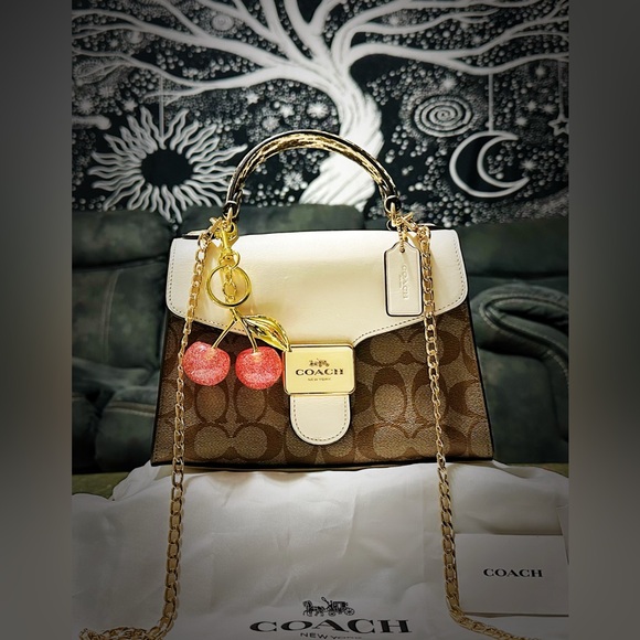 Coach Tan and Cream Women's Satchel - Picture 7 of 17